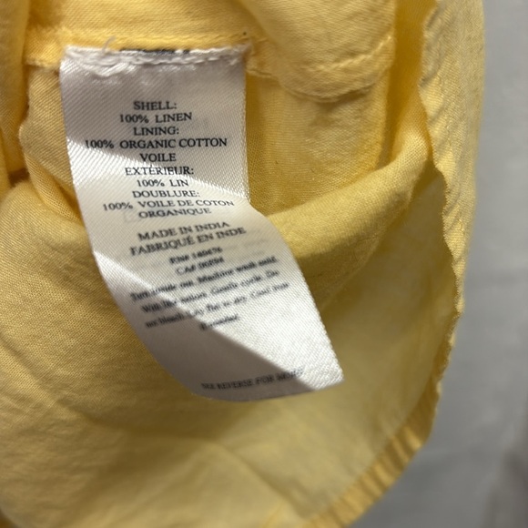 Faherty Ellis Sleeveless Ruffle Yellow Linen Shift Mini Dress Size medium - Picture 5 of 6